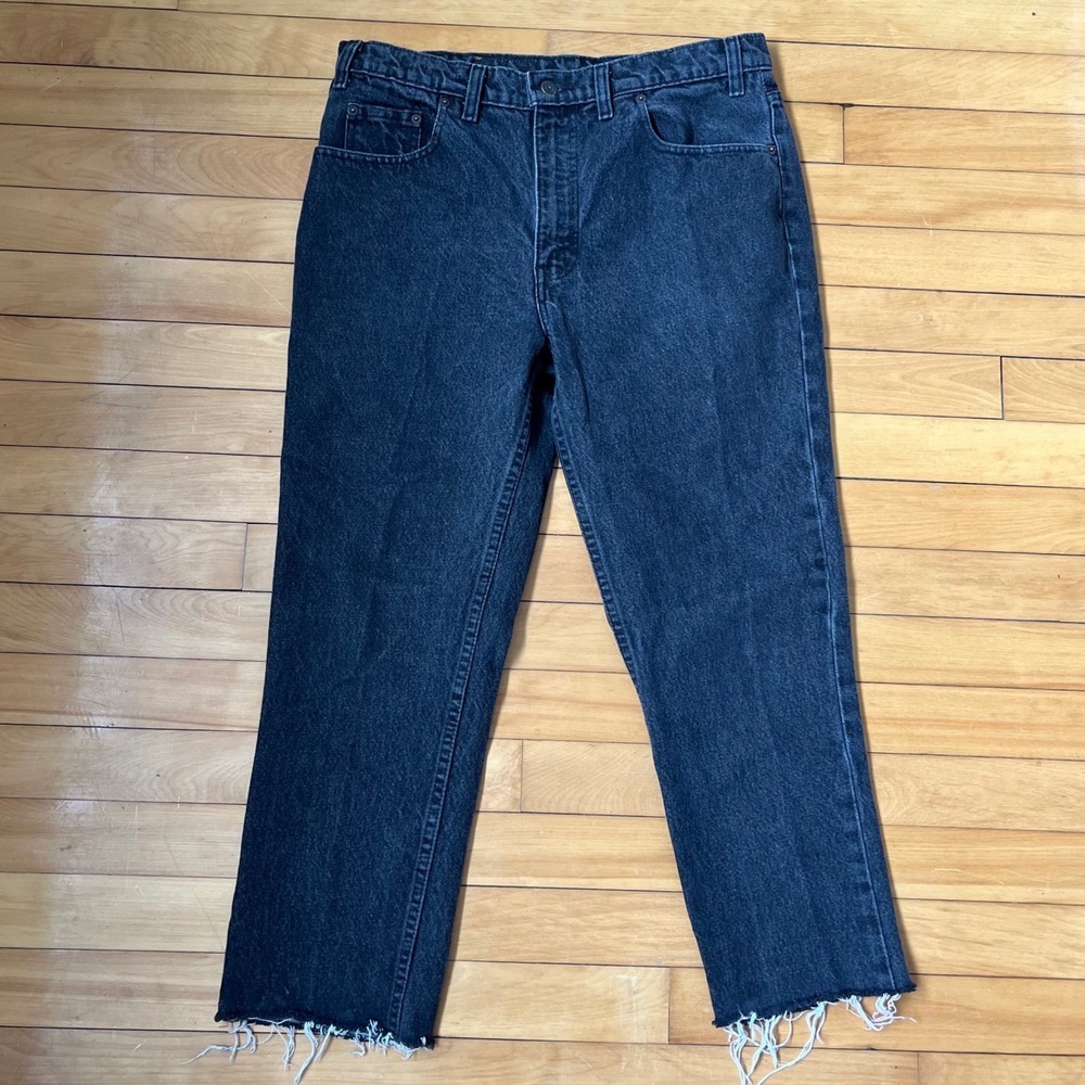Levis 531 Vintage Faded Black Straight Leg Raw Hem Jeans Mens 36x34 (35x28)